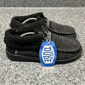 HEY DUDE Wendy Fold Brushed Cozy Gray Faux Fur Slip-On Shoes | Women’s Size 8
